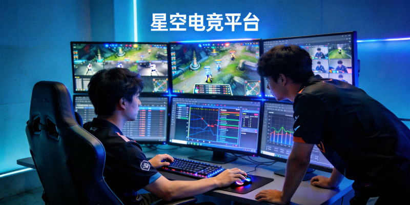 职业电竞选手使用星空电竞平台进行赛事回放和战术分析的研究画面